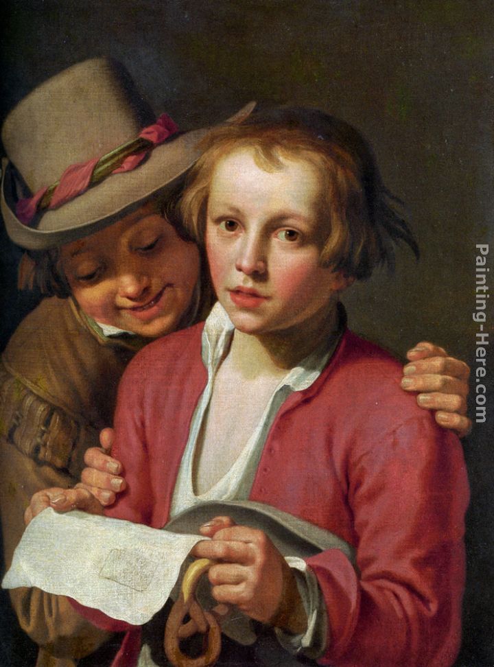 Two Boys Singing from Sheet of Paper painting - Abraham Bloemaert Two Boys Singing from Sheet of Paper art painting